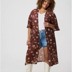 Torrid Mesh Ruffle Sleeve Kimono